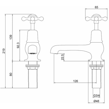 Burlington Claremont Bath Taps Deck Mounted